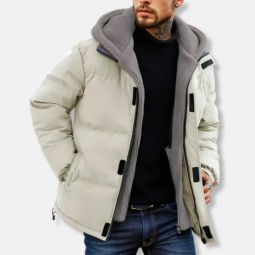 Herren Pufferjacke Steppdesign Fleece Futter Wasserabweisend
