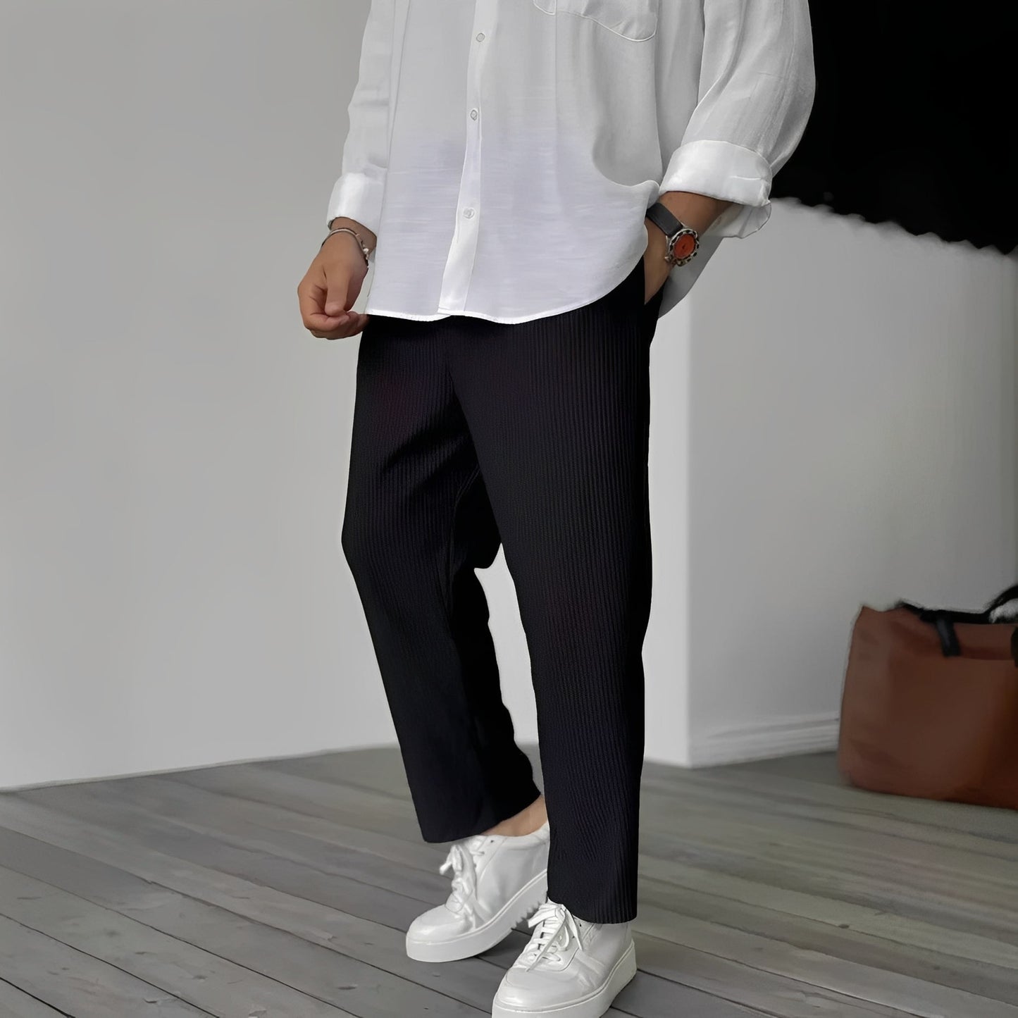 Herrenhose Gerade Geschnitten Lockeres Bein