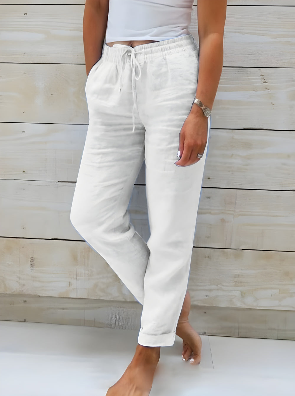 Damen Baumwollhose Lockere Bequem Beige