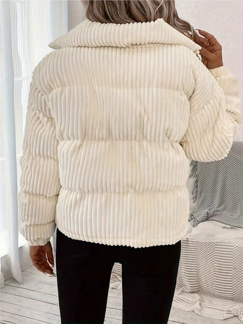 Damen Gesteppte Pufferjacke Gerippt Leicht Warm