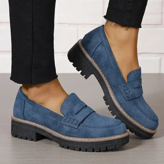 Damen Plateau Loafer Reinschlüpfen