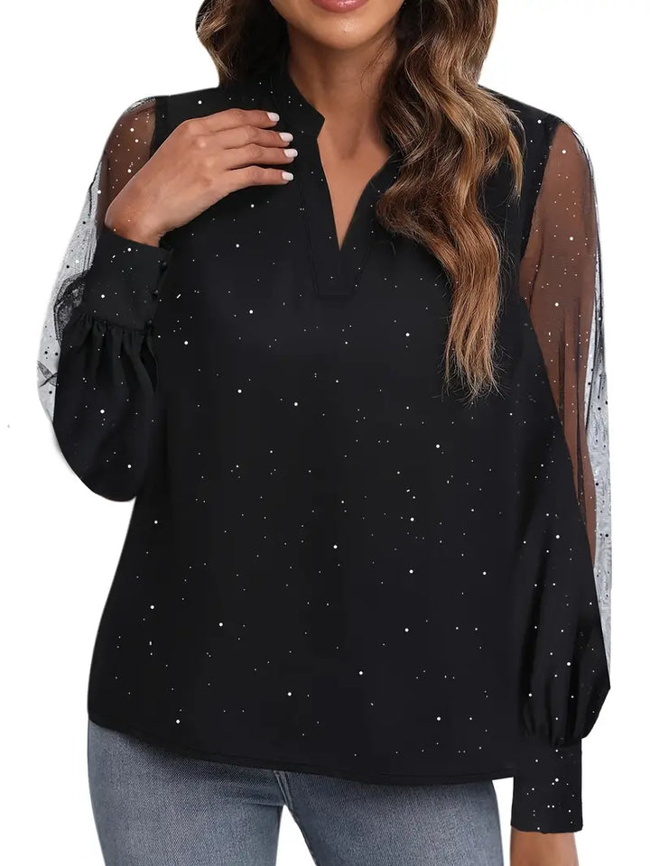 Norvielle Damen Bluse Fallender Ausschnitt Elegantes Design