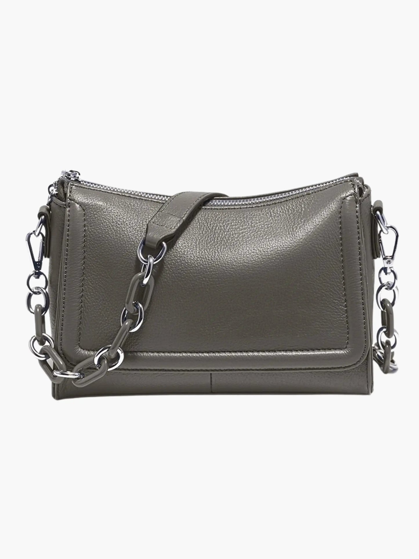 Weißes Leder Schultertasche Damen