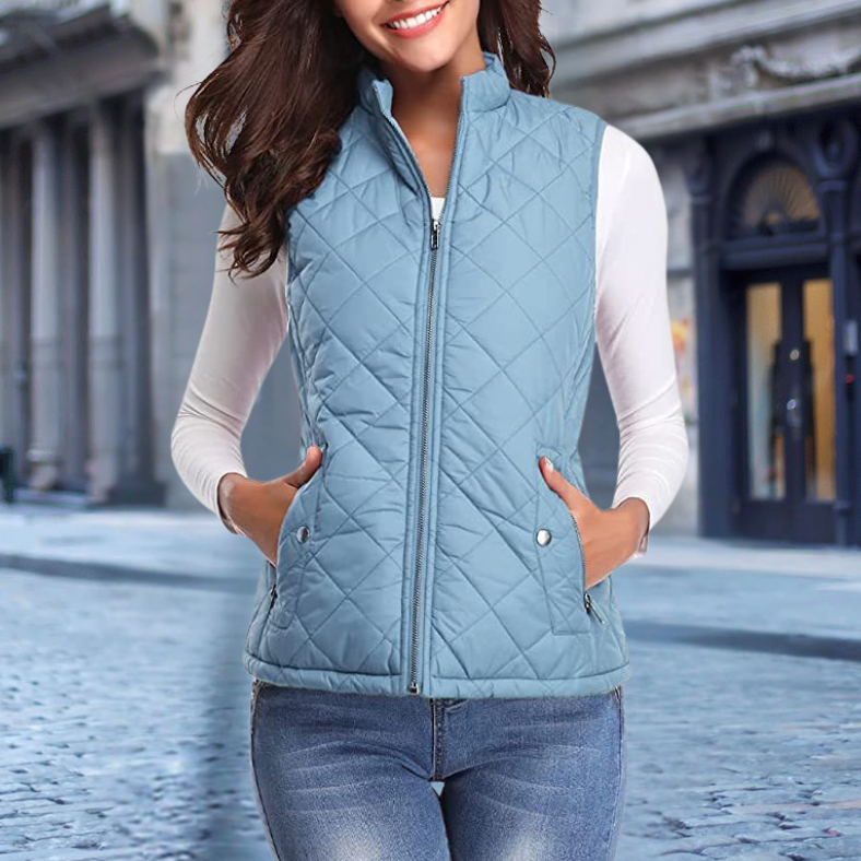 Damen Steppjacke Elegantes Design Reißverschluss