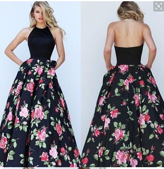 Damen Ballkleid Elegantes Oberteil Floraler Rock - Norvielle