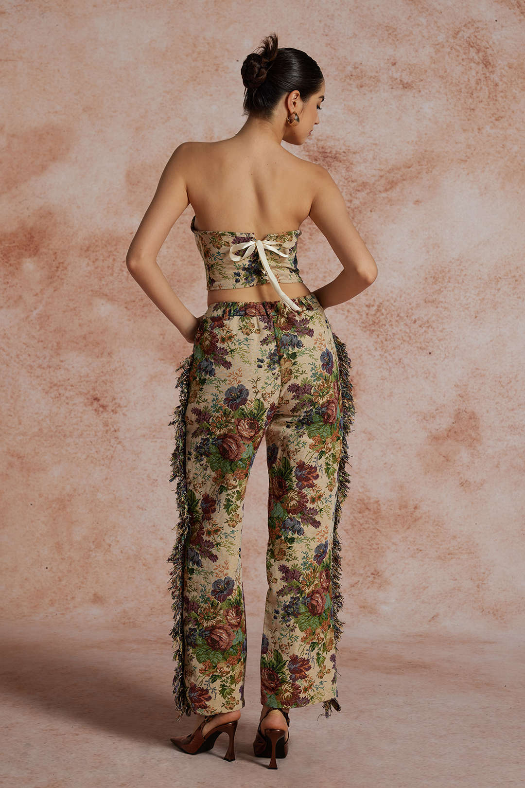 Jara Damen Zweiteiler-Set Bustier bestickte Cargo-Hose