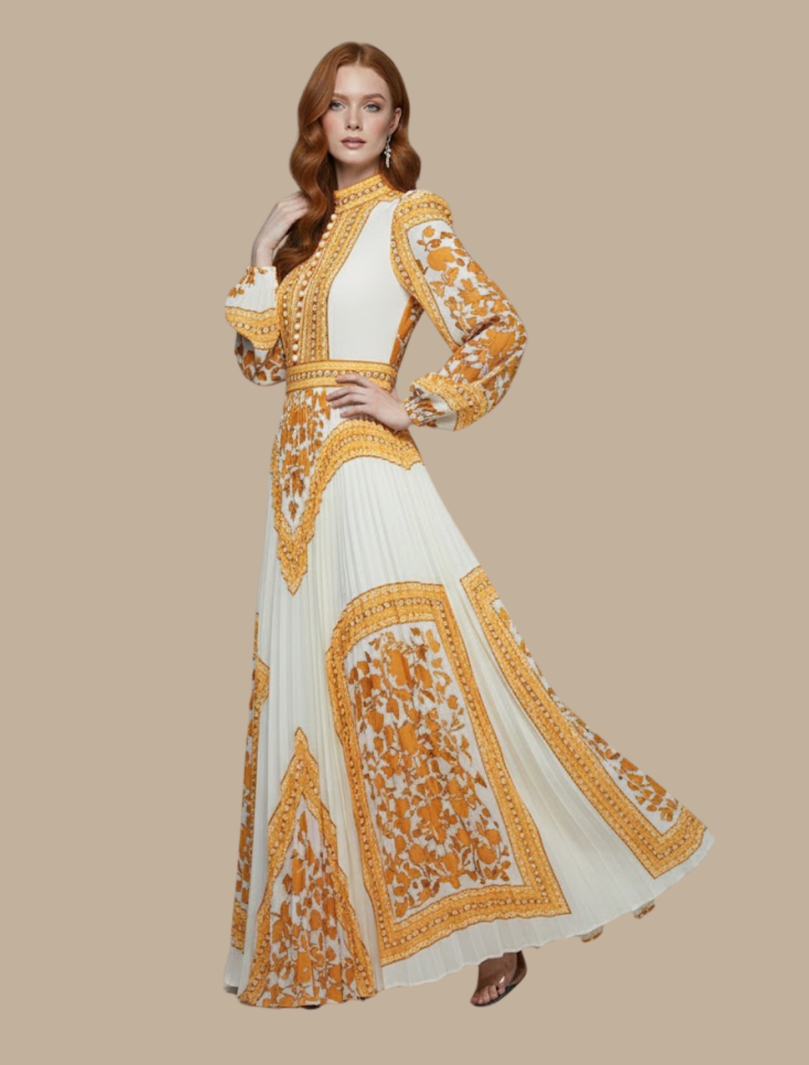 Damen Maxi-Abendkleid Plissiert