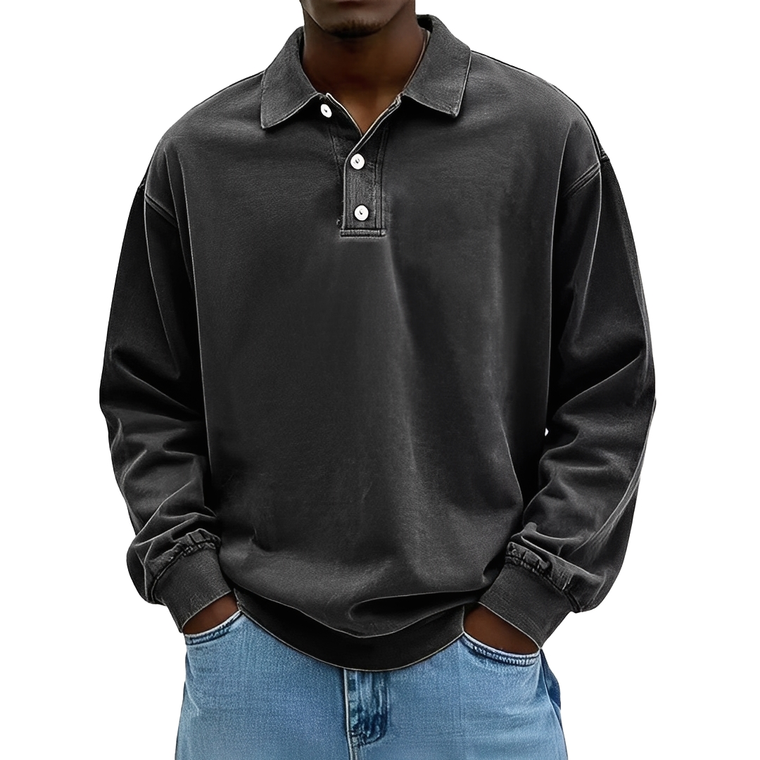 Lothaire Herren Langarm-Polo Vintage
