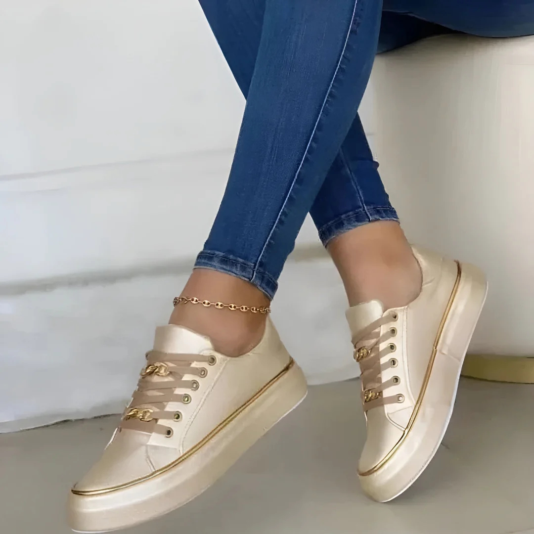 Damen Plattform Schnür Sneakers
