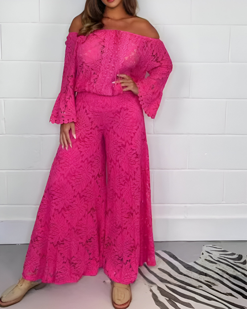 Spitzenkleid Damen Schulterfrei Weit Boho Chic Elegant