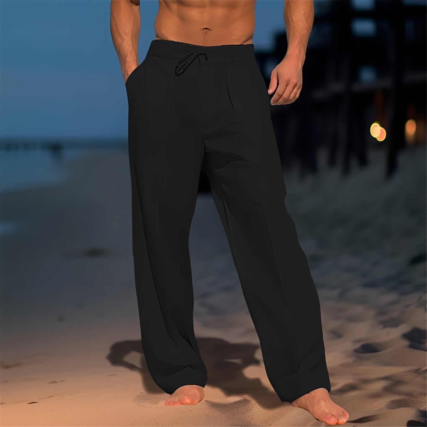 Herren Straight-Leg-Hose Bequem Weit