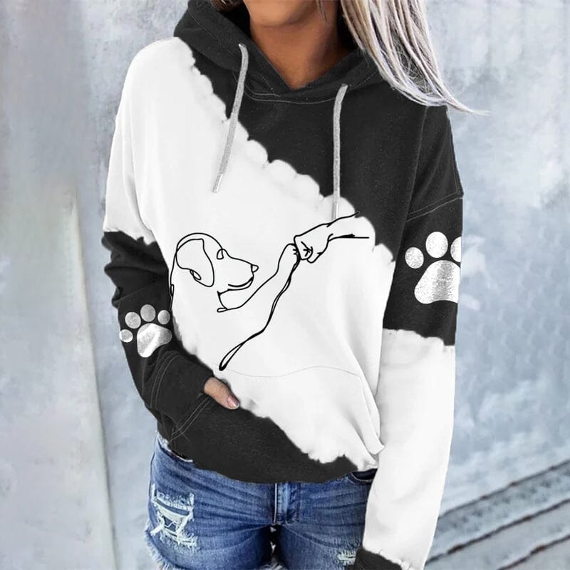 Lässiger Damen Hoodie Digitaldruck Grau