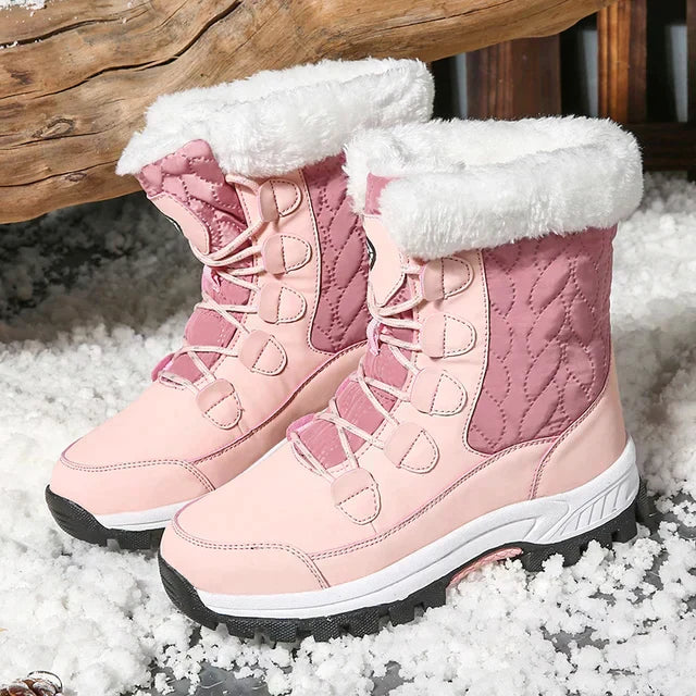 Damen Schneestiefel Mittelhohe Steppung Kunstpelzbesatz