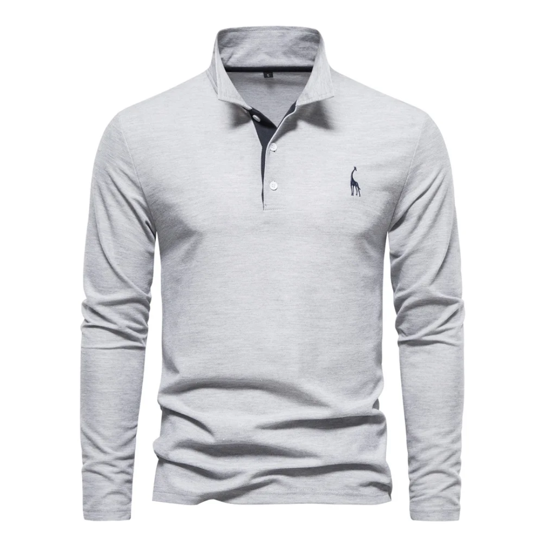 Herren Poloshirt Langarm Baumwolle Alltagstauglich