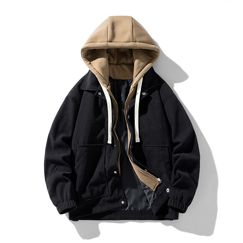 Herren Cordjacke Mit Kapuze Modern
