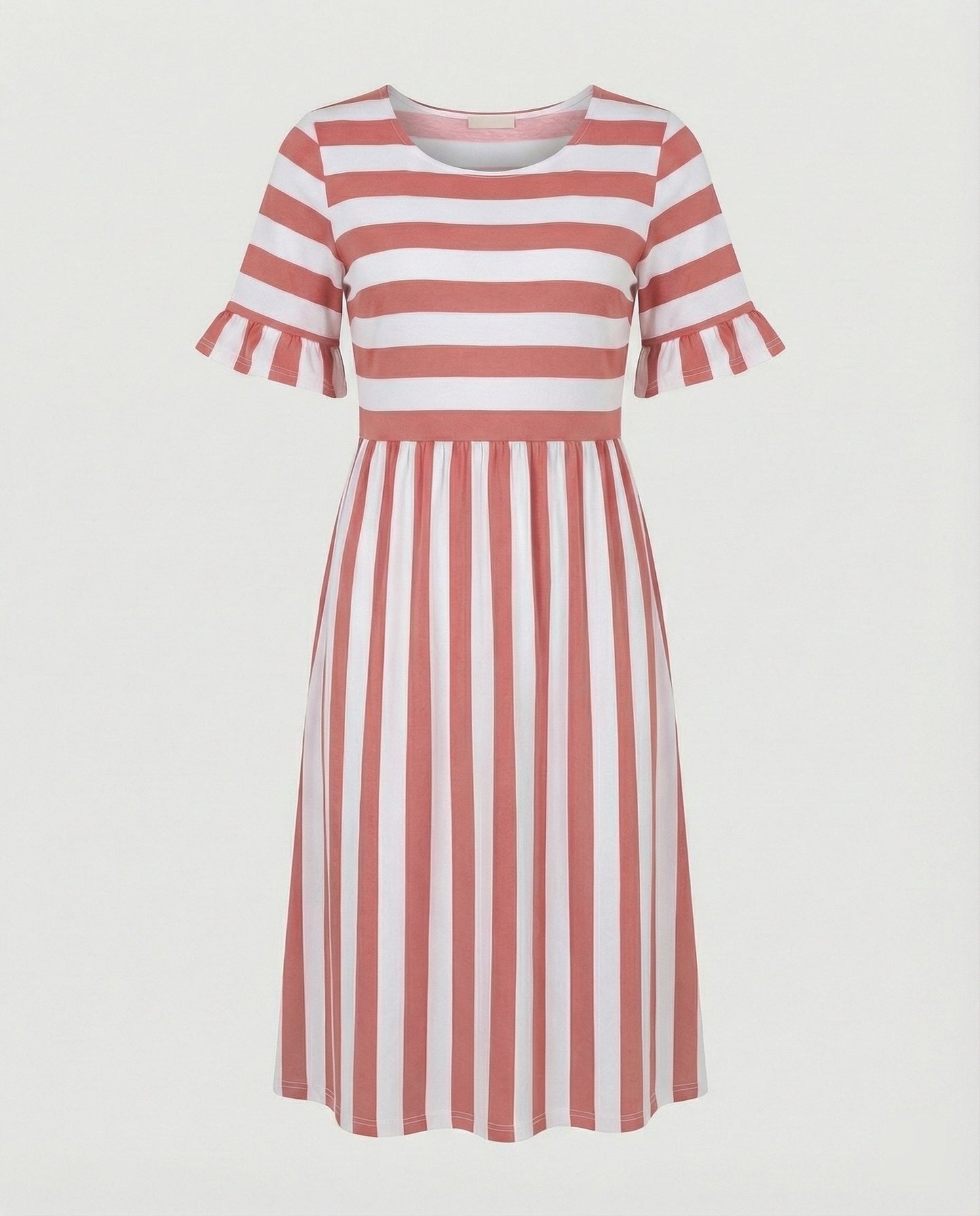 Norvielle Damen Sommerkleid Streifen Baumwolle