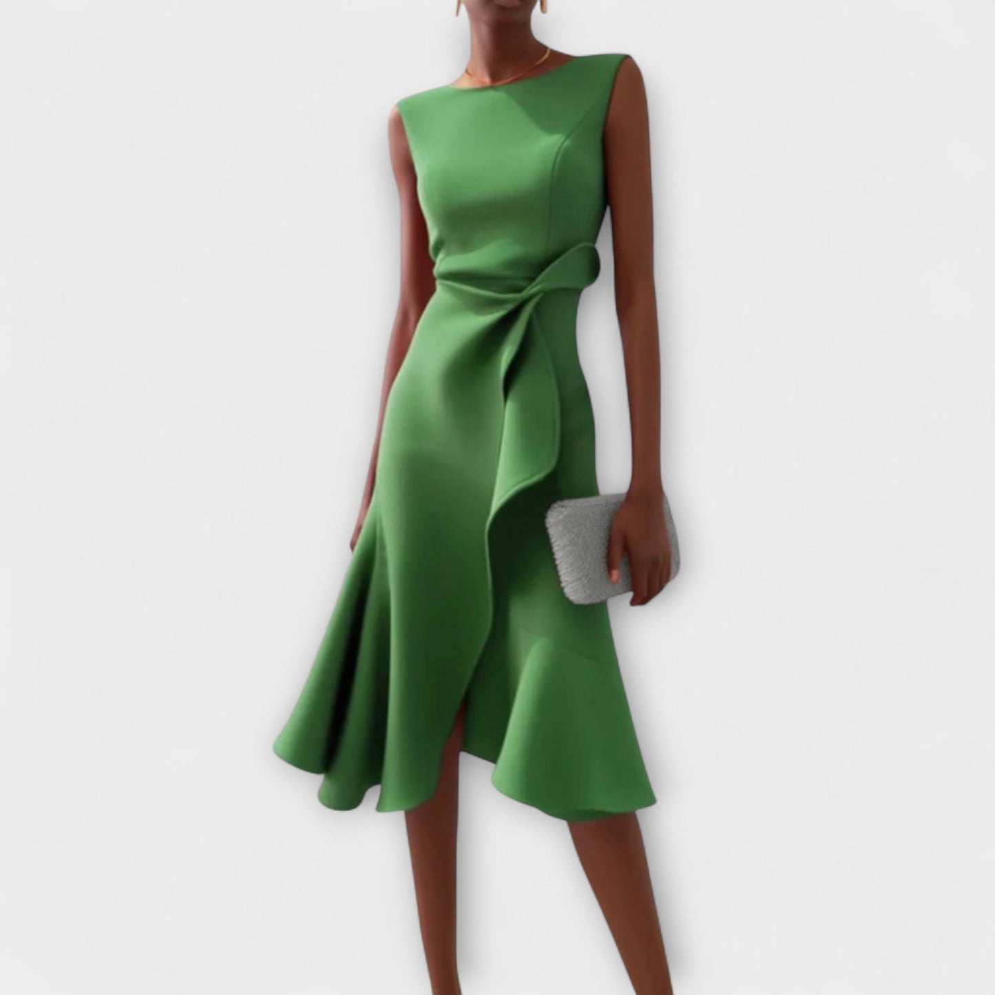 Damen Ärmelloses Rüschenkleid Midi Elegant