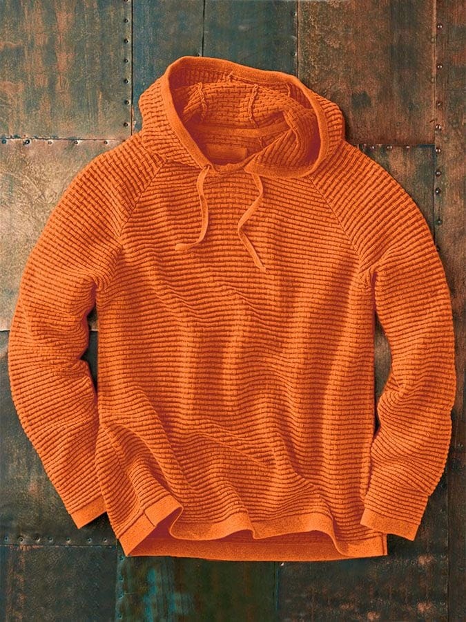 Strick-Hoodie Herren Baumwolle Grau