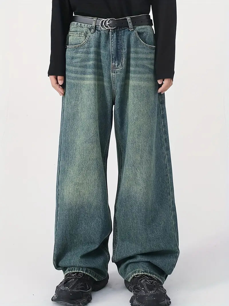 Norvielle Damen Upcycled Baggy Jeans Ausgebleicht Leicht