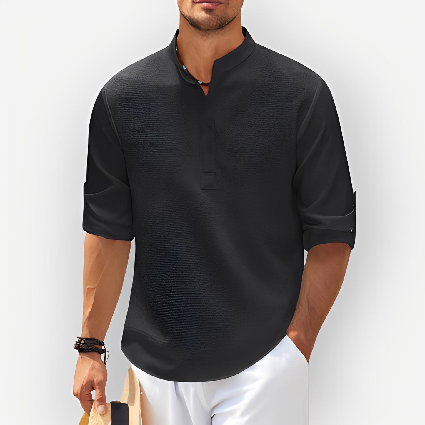 Perino Herren Sommerhemd Elegant Baumwolle Weiß