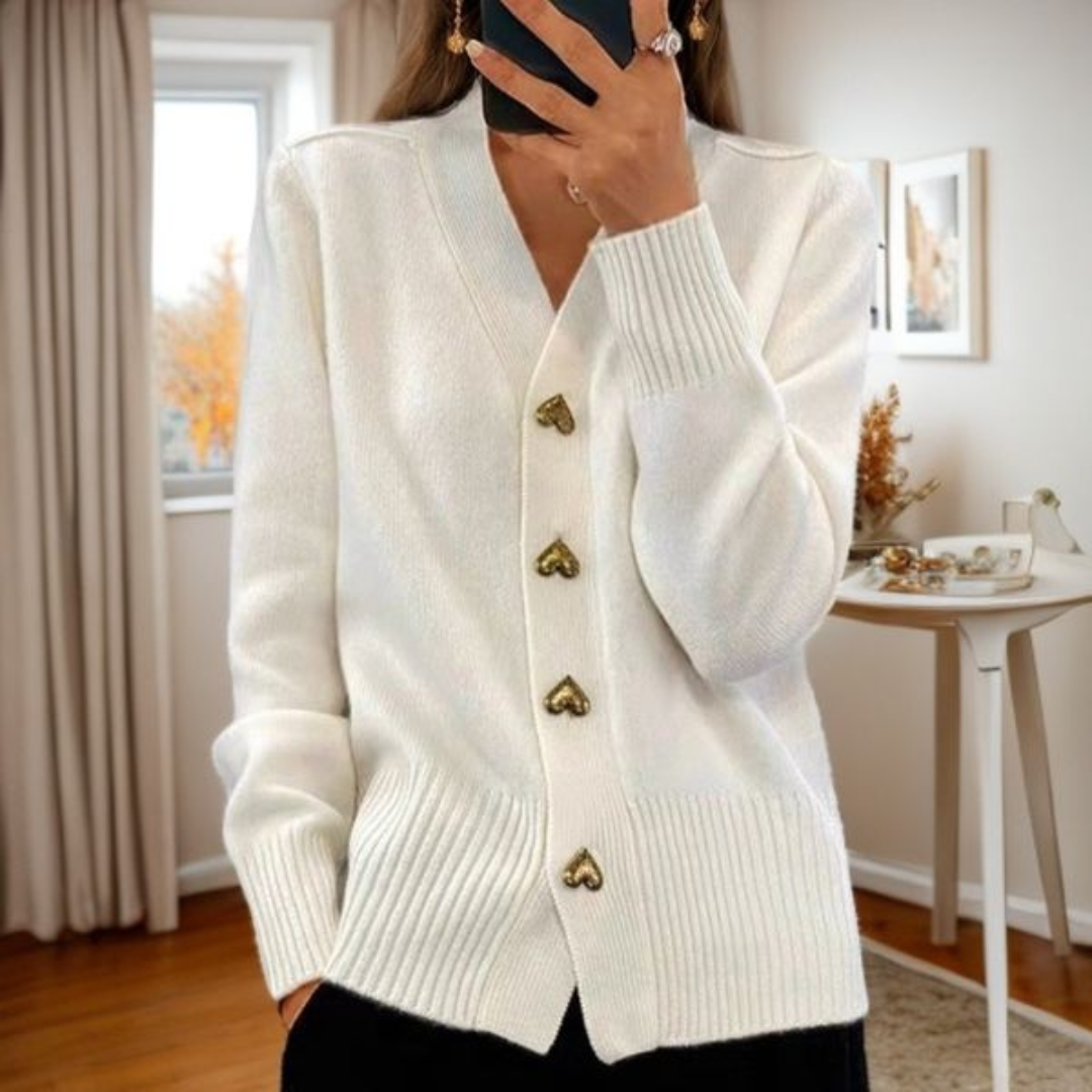 Damen Herzknopf Cardigan