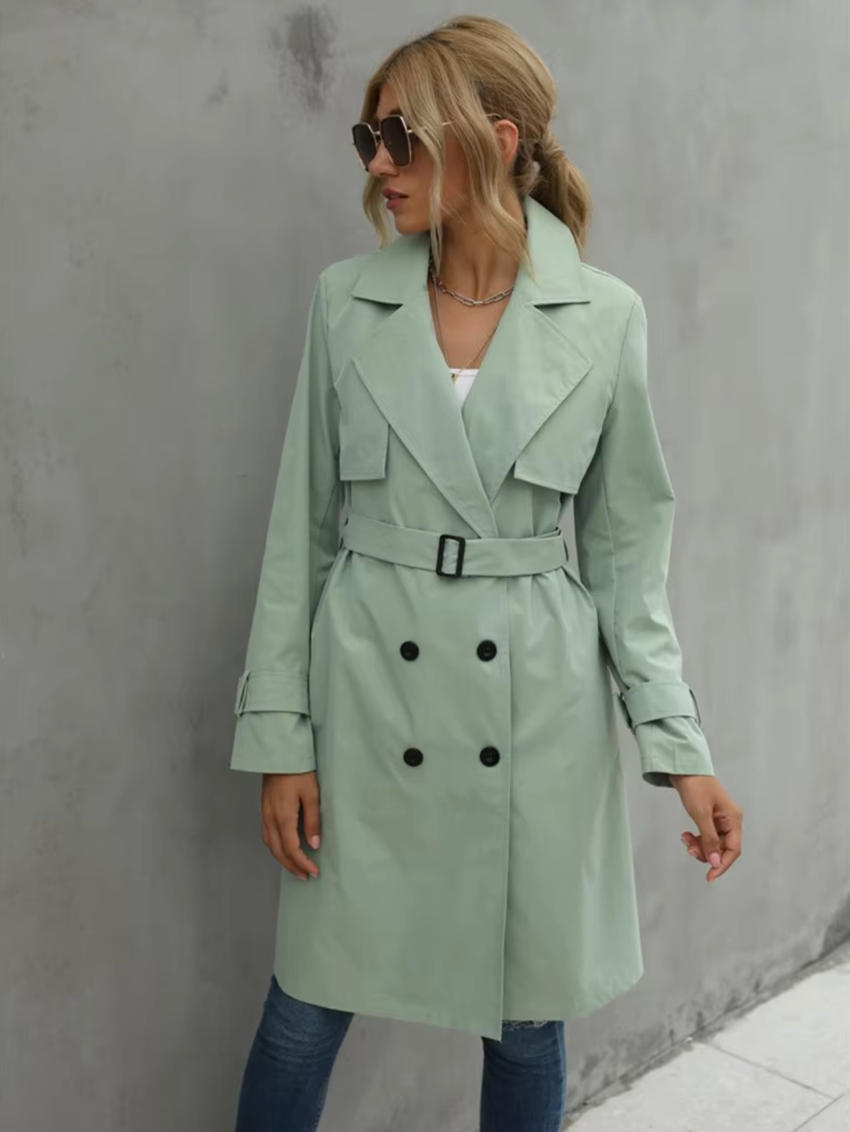 Damen Doppelreihiger Trenchcoat