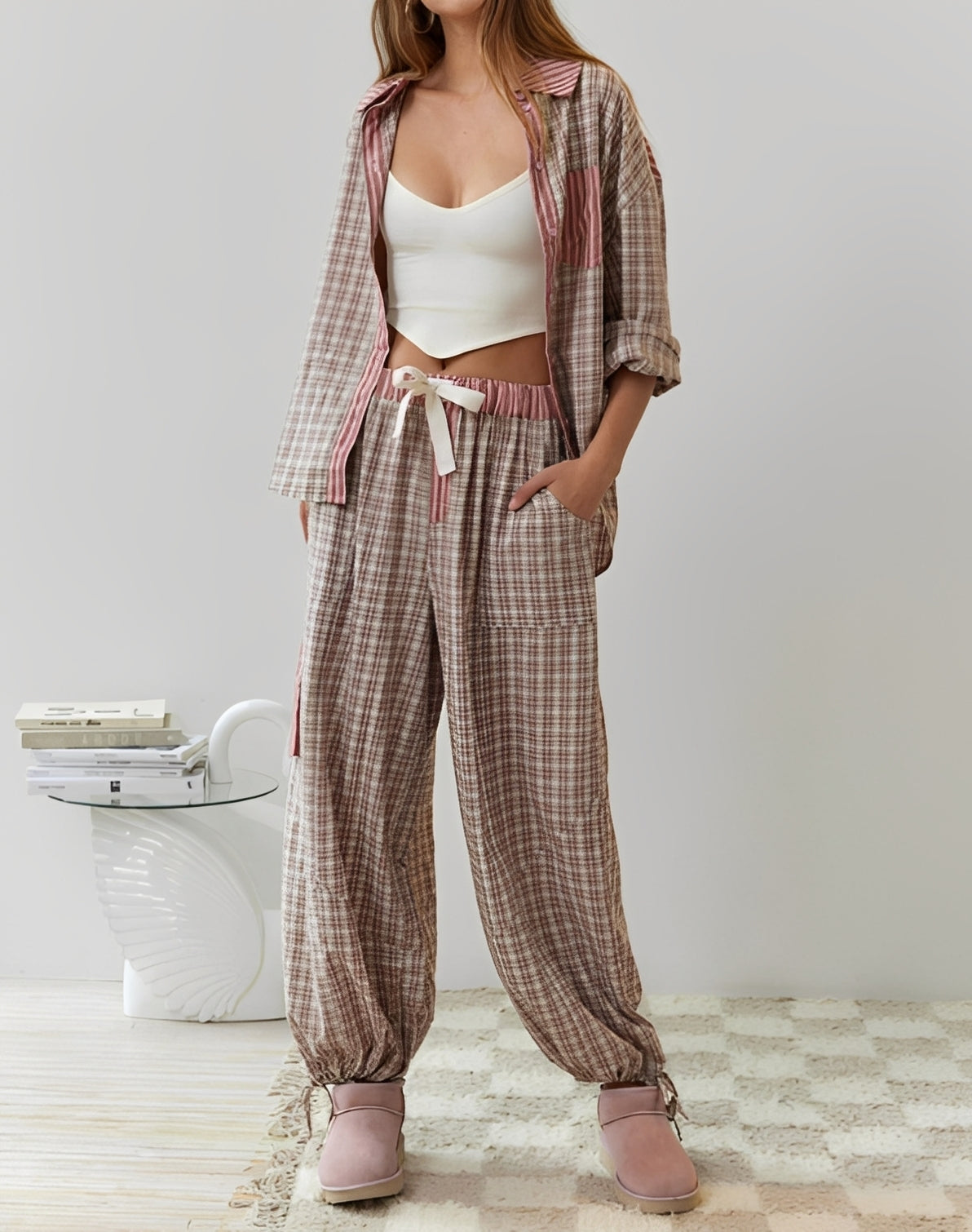 Damen Pyjama-Set Lässig Locker Sitzend