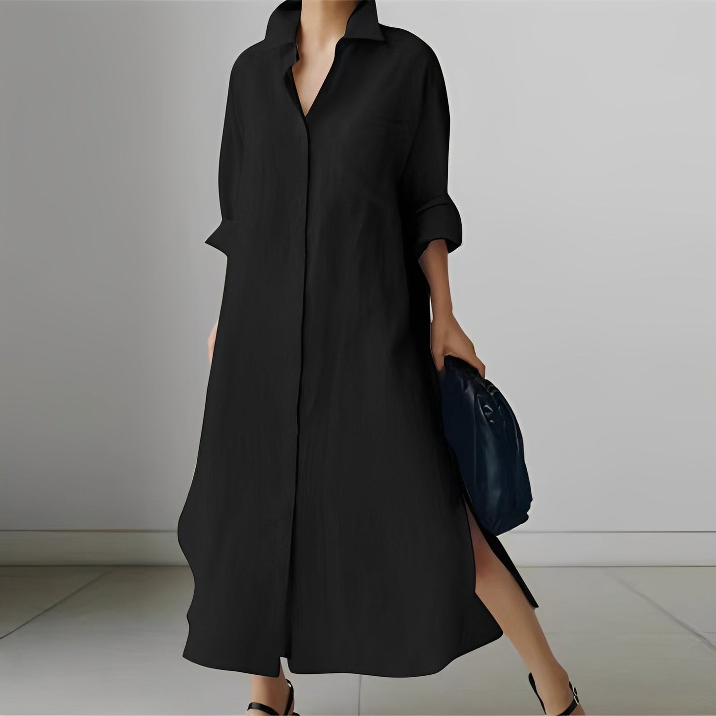 Damen Oversize Hemdkleid Lässig