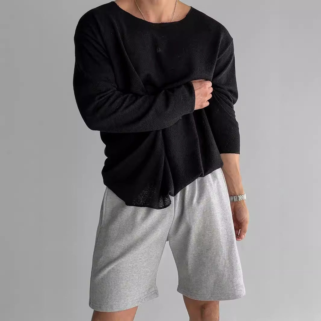 Herren Sweatshirt Bequem Lässig Grau