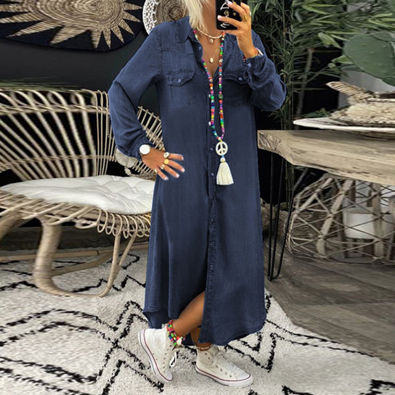 Norvielle Damen Denim-Kleid Bequem