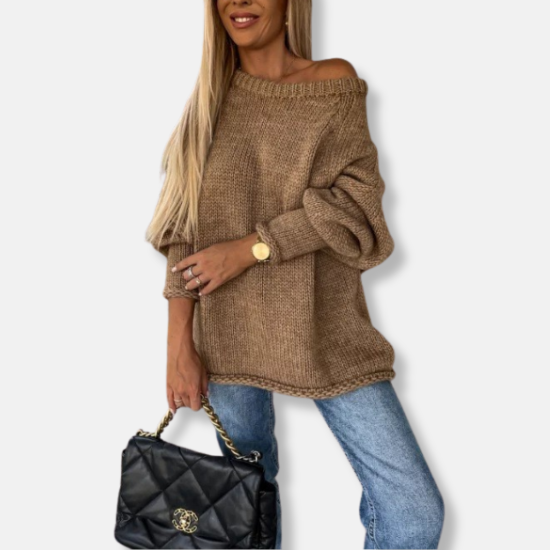 Damen Sweatshirt Oversized Off-Shoulder Balloonärmel