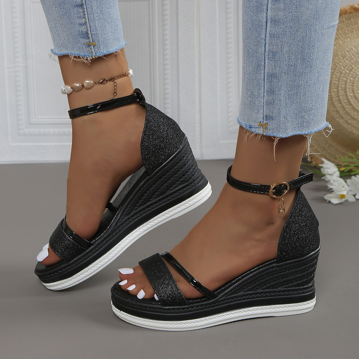 Damen Muffinsandalen Dicke Sohle