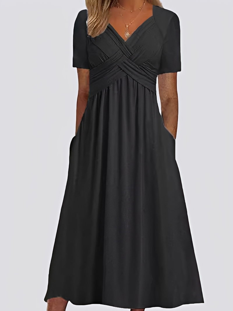 Damen Midikleid Kurzärmelig Lässig