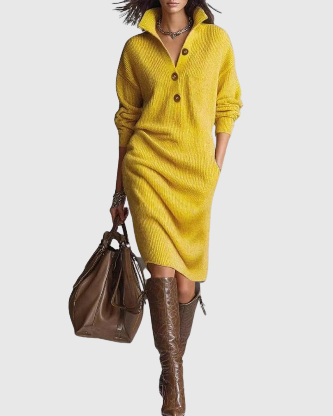 Arianell Damen Midi-Kleid Stilvoll