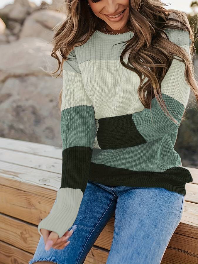 Norvielle Damen Strickpullover Gestreift