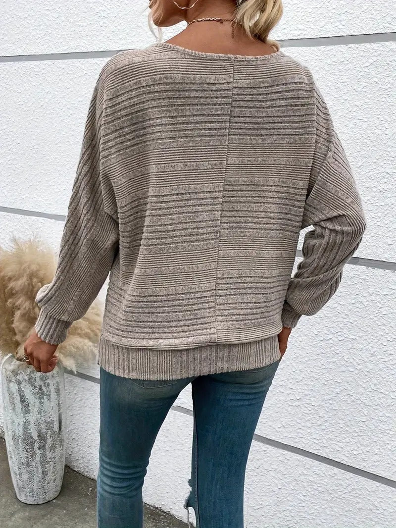 Norvielle Damen Bluse Fledermausärmel Rundhals