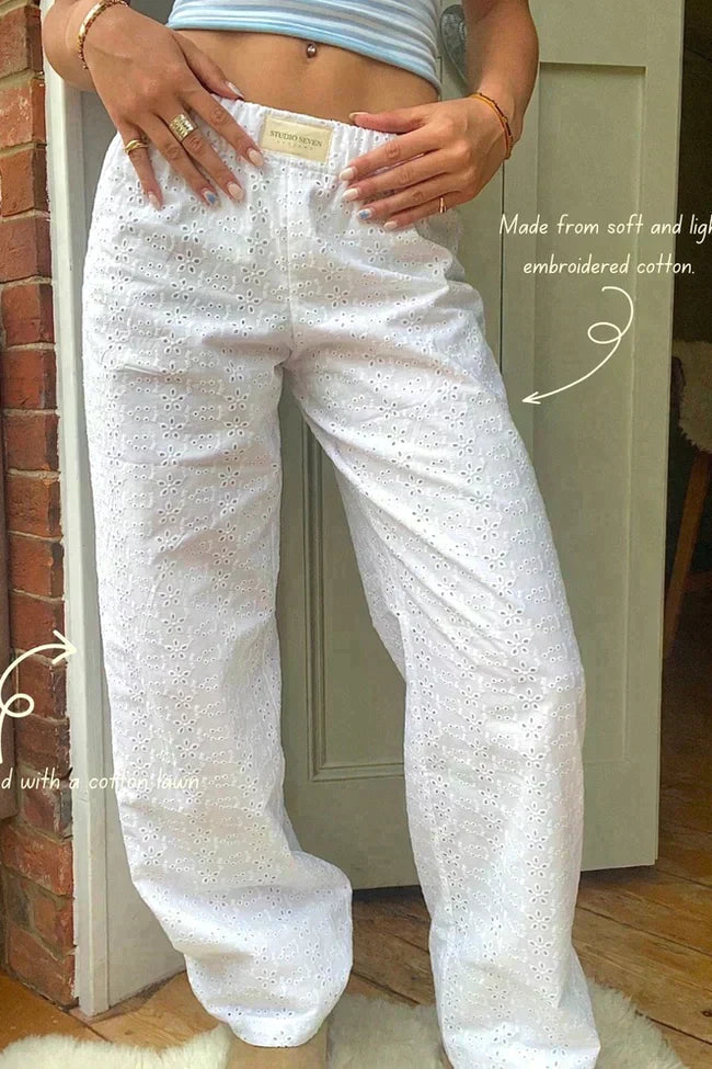 Damen Loose Fit Hose Gestreift Elastisch