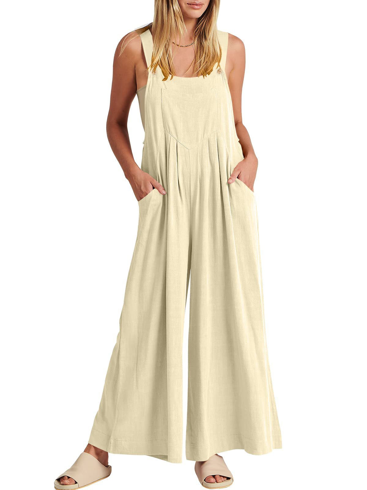 Damen Jumpsuit Weites Bein Mit Taschen