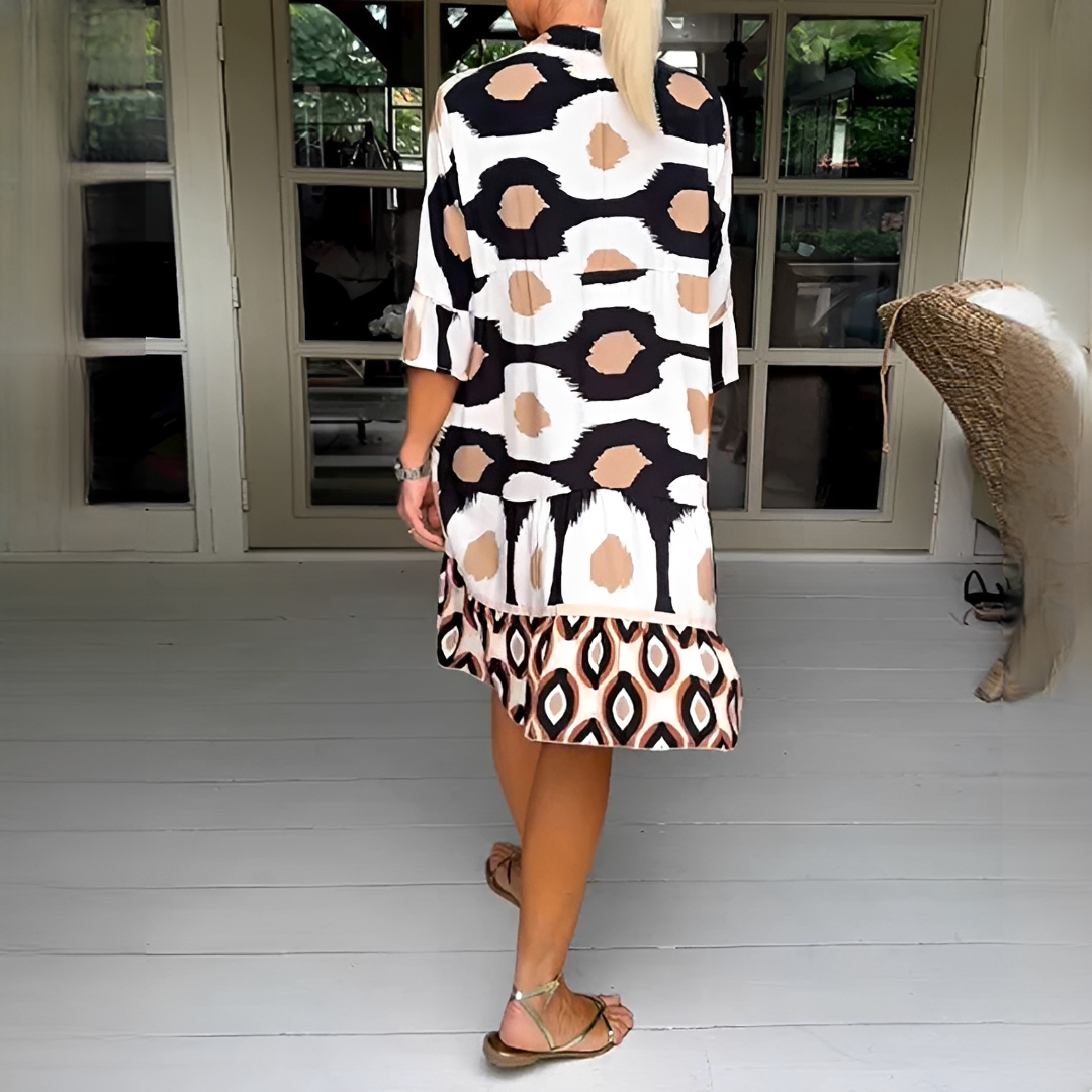 Damen Sommerkleid 3/4-Ärmel Muster Eleganz