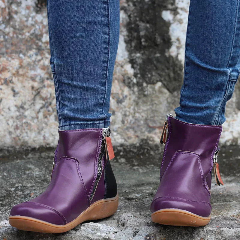 Damen Stiefeletten Leder Warm