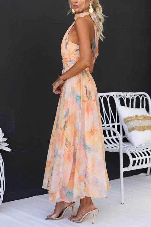 Damen Sommer Maxi Kleid Blumenmuster
