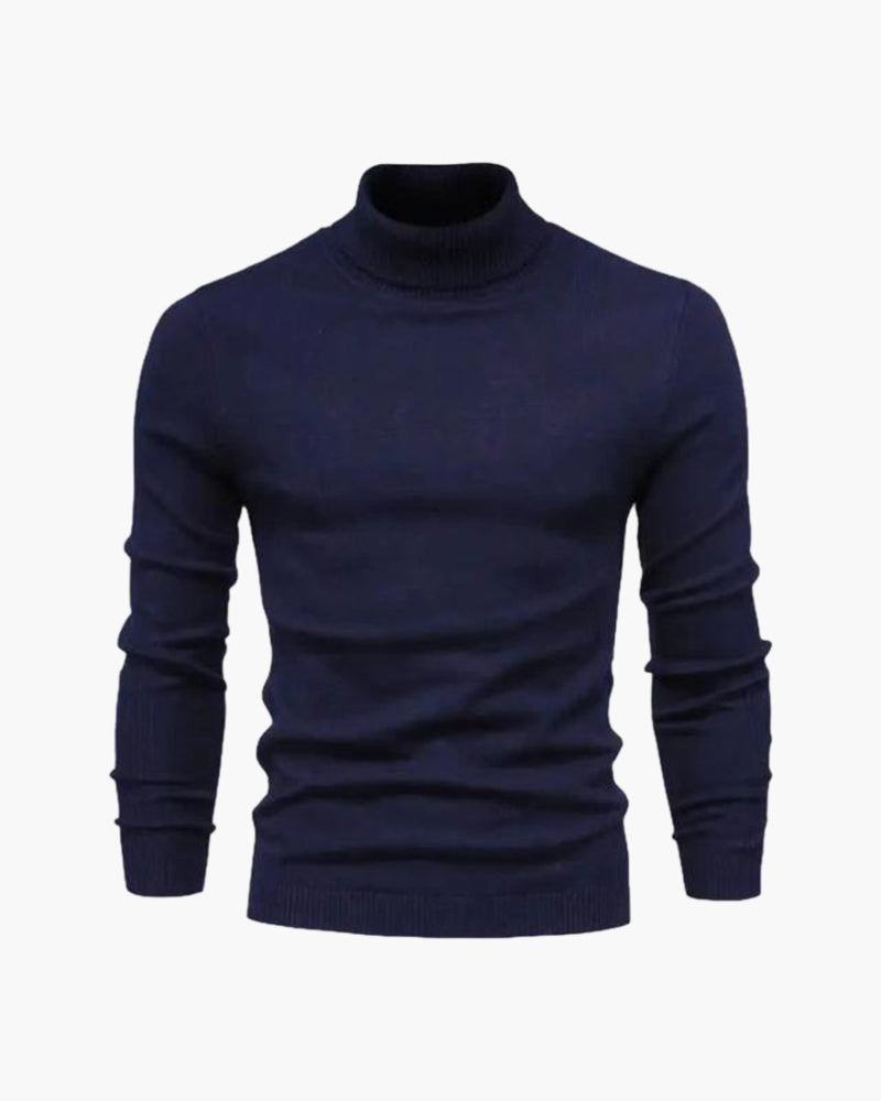 Herren Rollkragen Strickpullover Slim Fit Grau