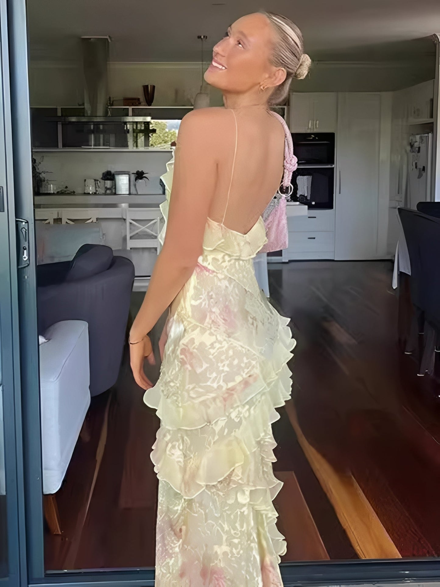 Damen Maxikleid Rückenfrei Elegant