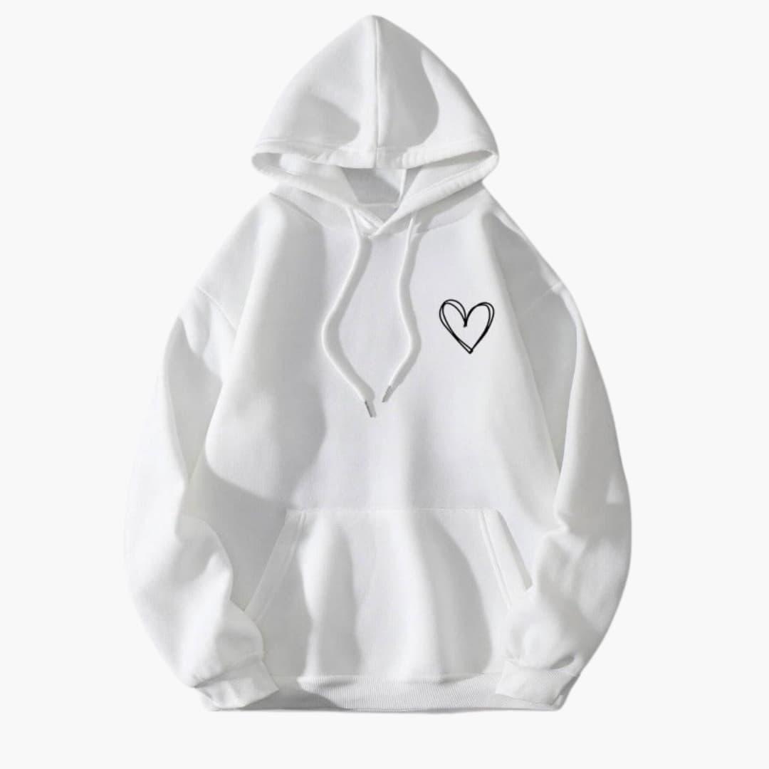 Damen Hoodie Kapuzenpullover Herzdruck