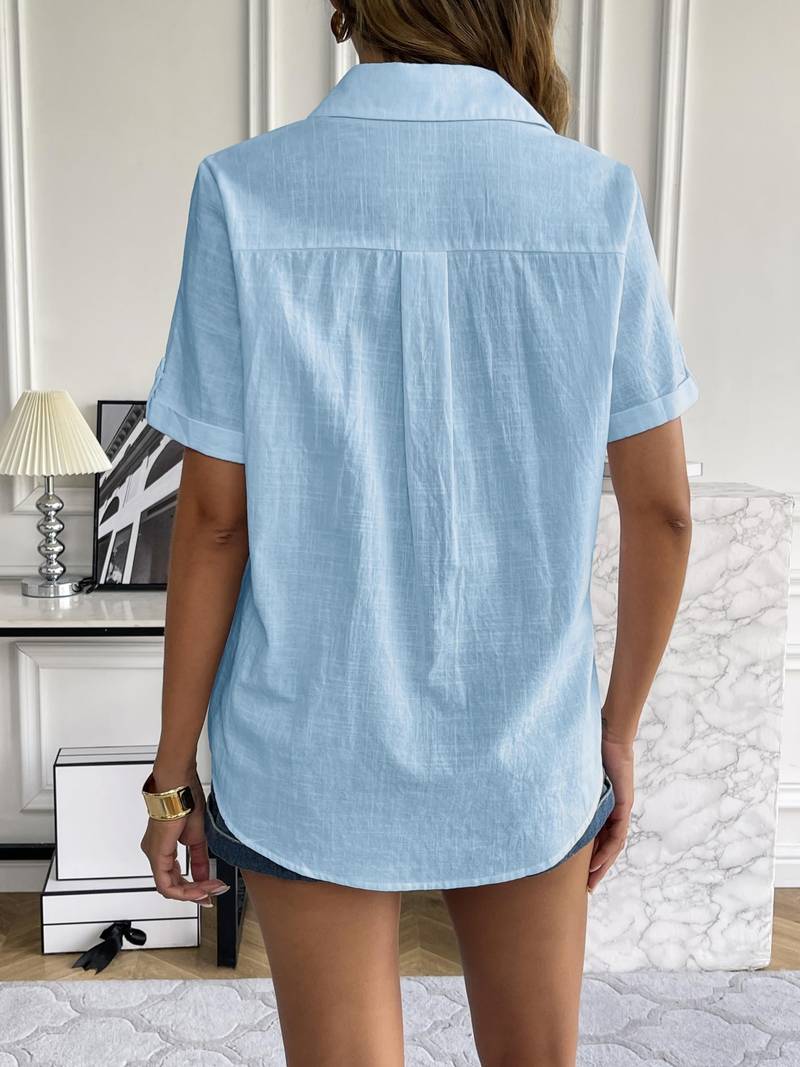 Damen Kurzarmbluse Leicht Sommerbluse