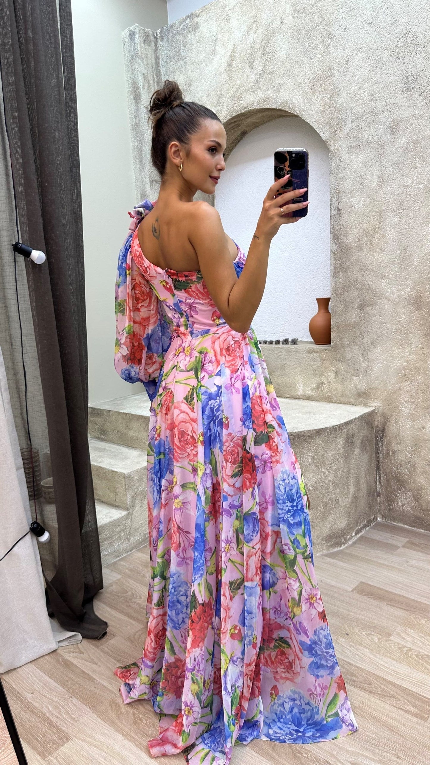 Damen Florales Einarm-Kleid Hochzeitsgäste