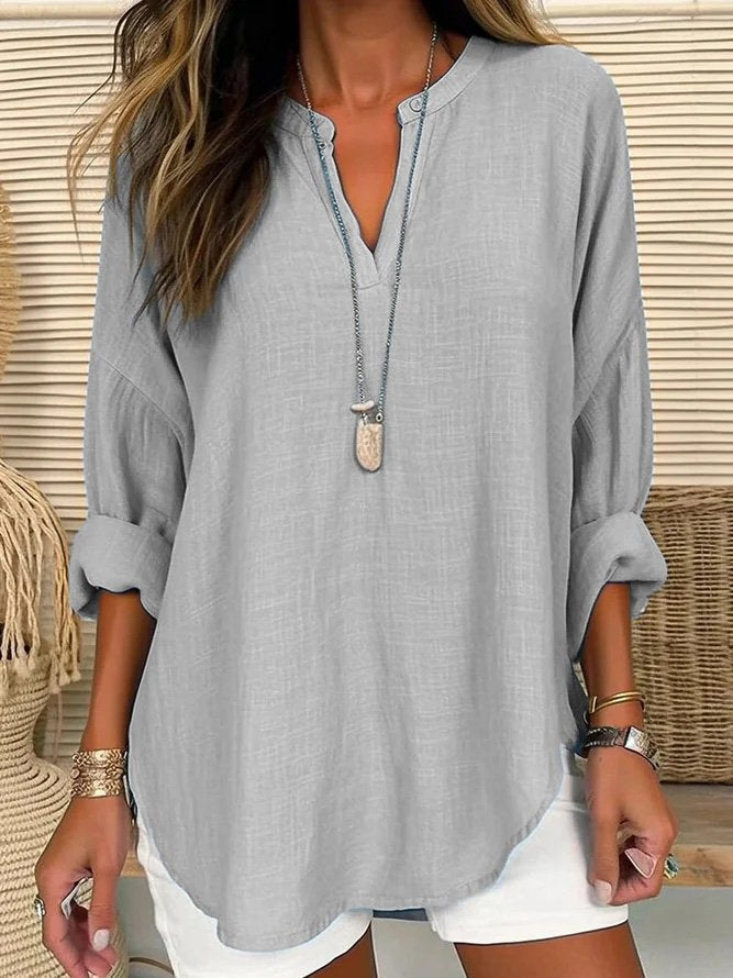 Damen Bluse Lockere Knopfverschluss