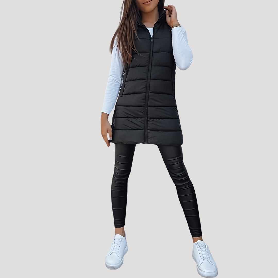 Damen Steppweste Mit Kapuze Winter