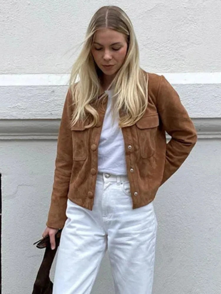 Norvielle Damen Wildlederjacke Stylisch