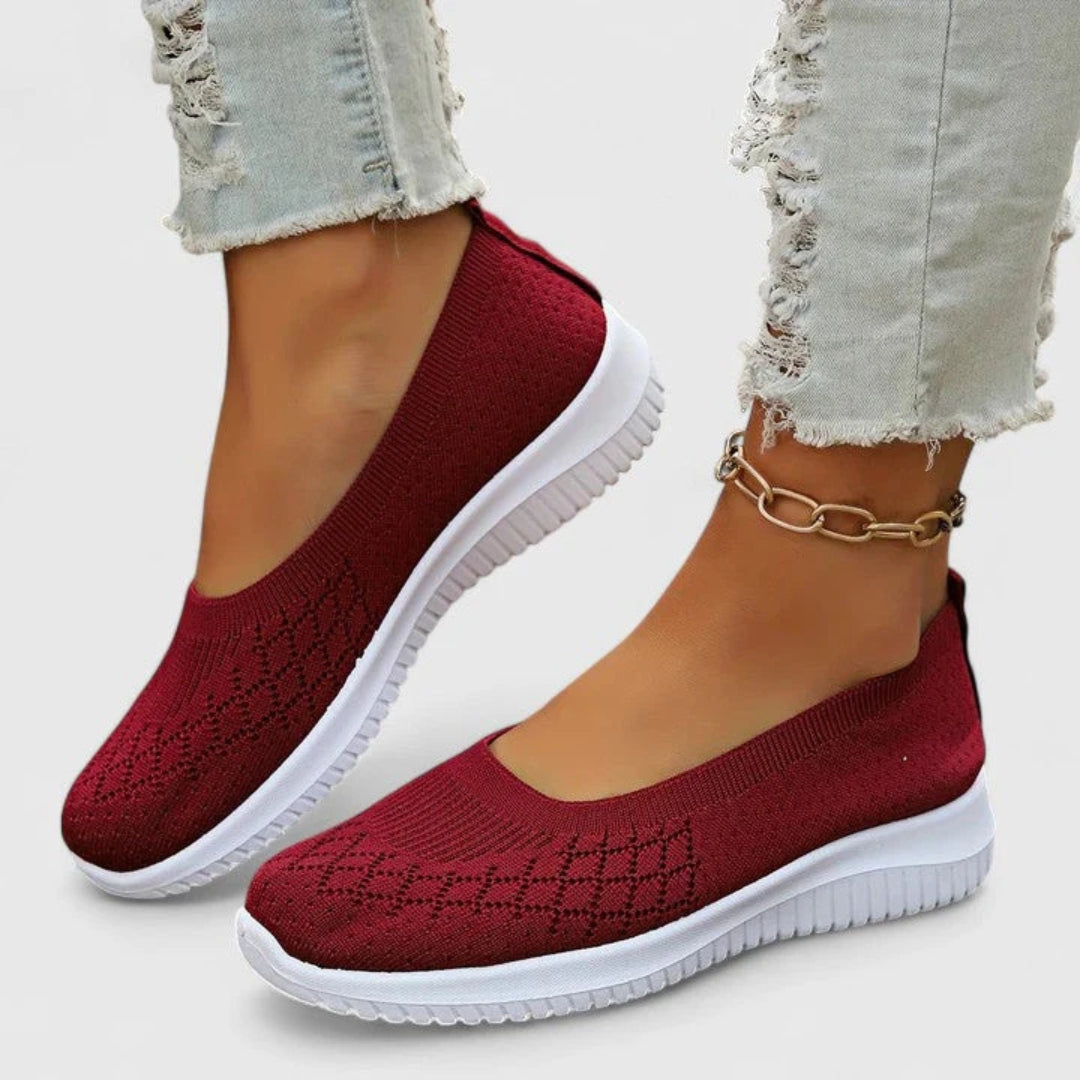 Damen Leichte Slip-On Strick Ballerinas